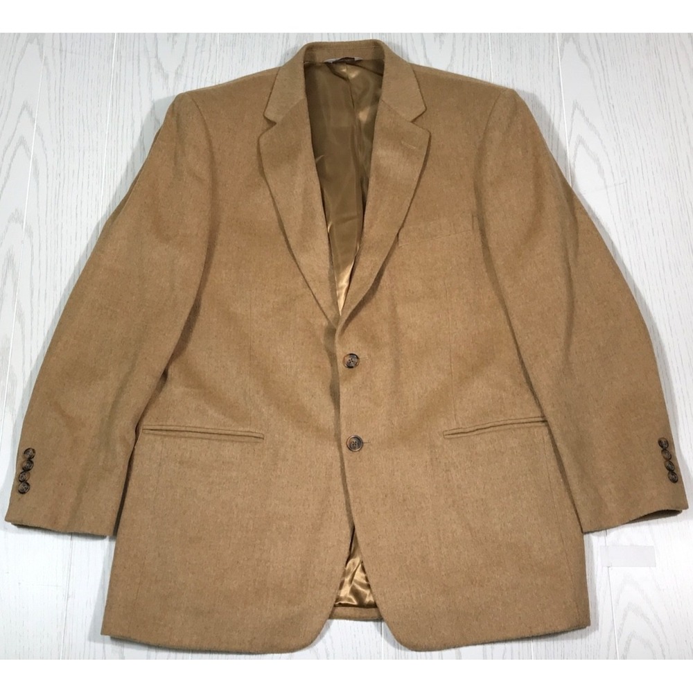 Size 42R Camel Hair Blazer Men WH Belk Brown 2 Button Dad Academia Church Office